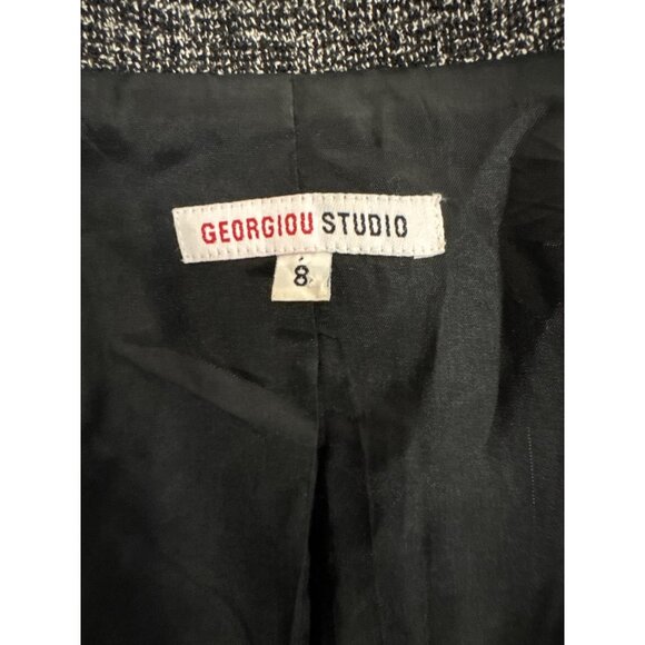 Georgiou Studio Womens Black White Tweed Embroidered Button-Up Blazer Size 8 - Picture 14 of 16